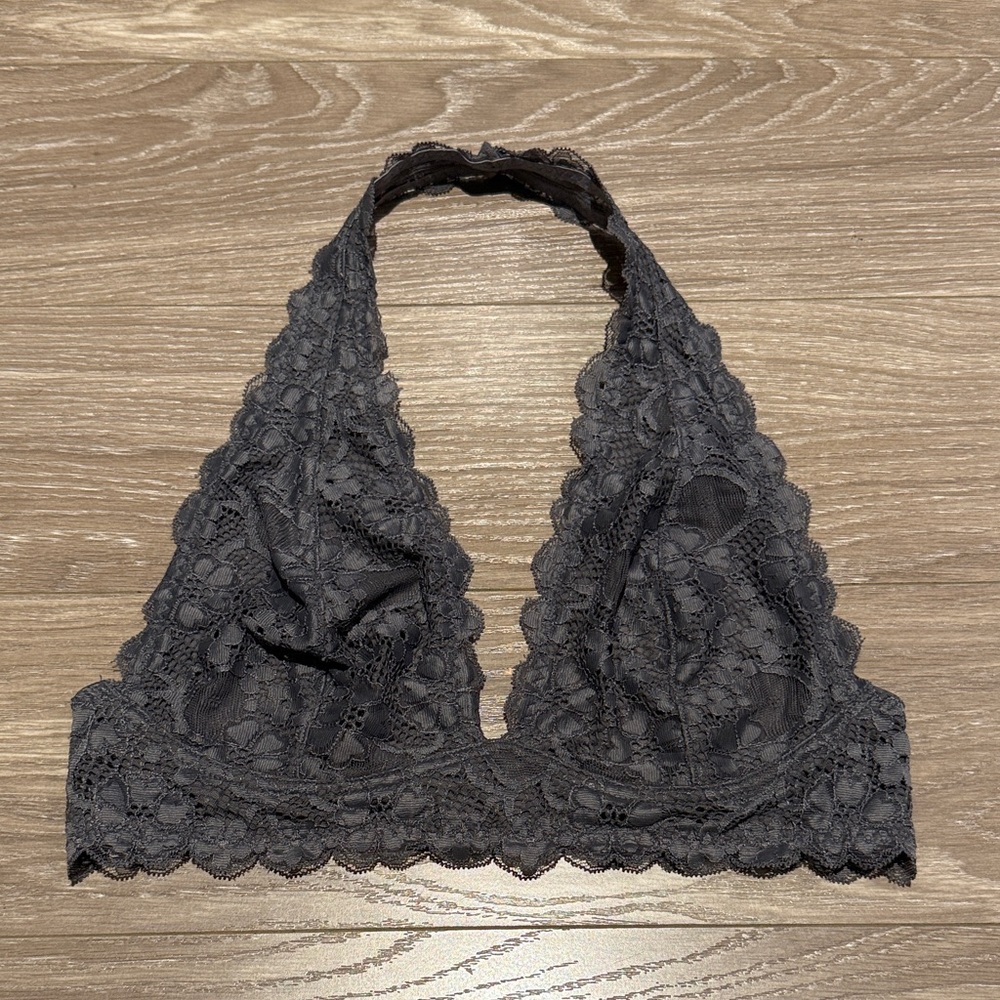 Free People Lace Halter Bandeau - Dark Gray